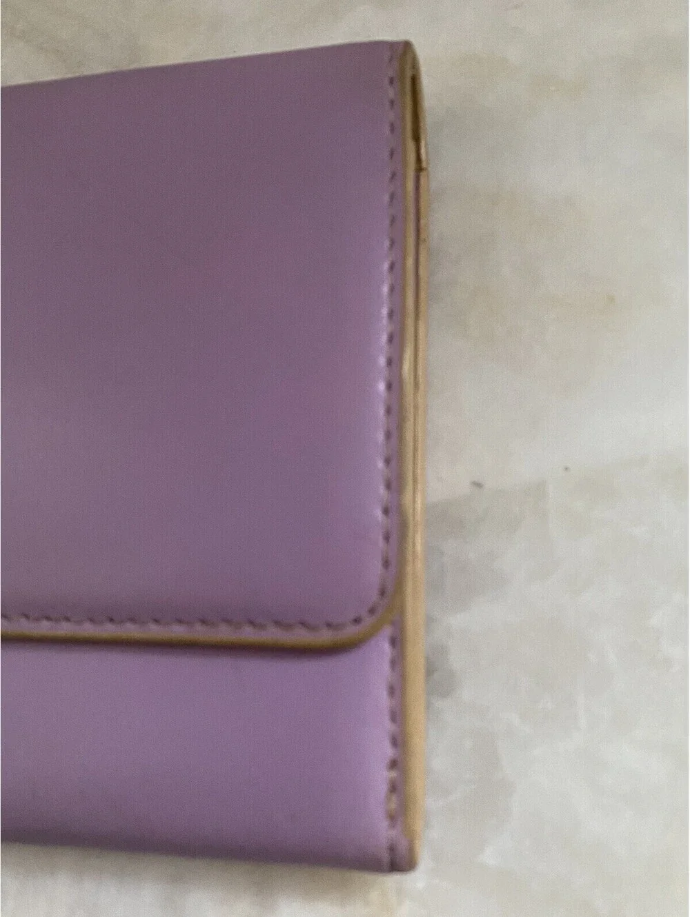 Lodis RFID Leather Lavender Wallet Beige Accent Snap Closure Zip Compartment